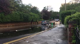 Police trying to clear flood water after flash flooding in Scarbrorough on Election Day, Raw Footage 1