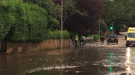 Police trying to clear flood water after flash flooding in Scarbrorough on Election Day, Raw Footage 3