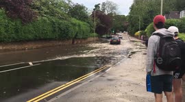 Police trying to clear flood water after flash flooding in Scarbrorough on Election Day, Raw Footage 4