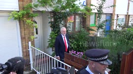 Jeremy Corbyn leaves his house after election results