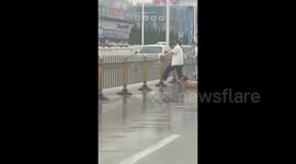 Drivers tear down central reservation to create short cut on road