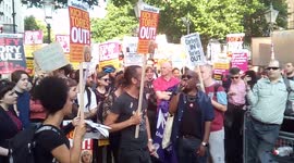 Protesters demand PM May resigns after UK election result