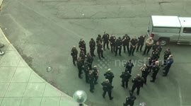 Heart shaped police formation at Portland stabbing memorial