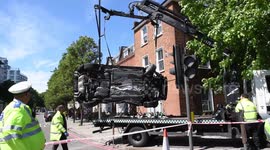 Aftermath of fatal crash in Kensington, London