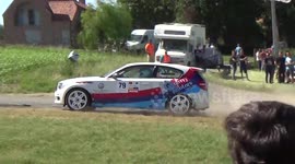 BMW crashes at rally in Belgium