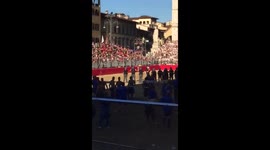 Blue team clash with the police