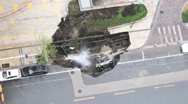 Huge sinkhole swallows minivan in southern China