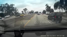 car / motorcycle accident in 10 FWY Los Angeles