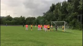 Header from corner. Non league womens football game