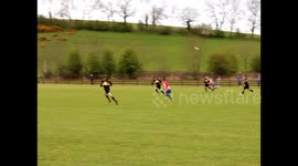 Non-league footballer scores screamer from halfway line