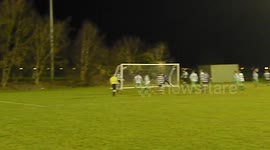 Top corner strike from wide angle