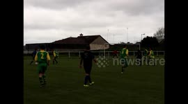 Non League player with bad tackle on opponent