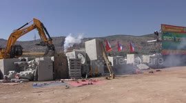 Homeland Security Soldiers, firefighters police and paramedics rescue injured people from earthquake during drill 1/7