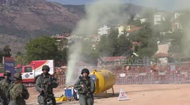 Homeland Security Soldiers, firefighters police and paramedics rescue injured people from earthquake during drill 4/7