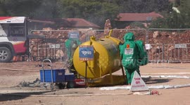 Homeland Security Soldiers, firefighters police and paramedics rescue injured people from earthquake during drill 7/7
