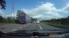 Truck fire - trailer put out by passing fire extinguisher engineer!