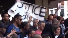 Justice for Grenfell protesters outside Kensington Town Hall in London