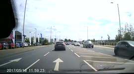 Cut up at the major round about in Kings Lynn, Norfolk, England