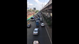 Ambulance driving against traffic in Mumbai India