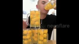 Chinese man drinks 50 raw eggs in 15 seconds