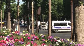 Bomb squad checking vehicle in a paris