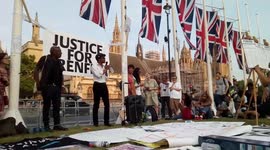 Hundreds attends the Grenfell Memorial at the  Parliament square