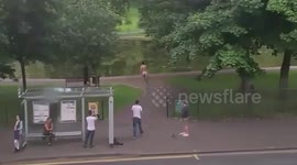 Glasgow man strips off for swim in the park