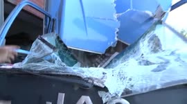 Wall crumbles, crushing lorry in China
