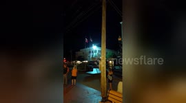 Newsflare Edit - Malfunctioning electrical transformer explodes in front of scared onlookers