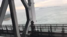 Travelling Tokaido Shinkansen Crossing a bridge