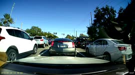 Bad driver runs red light. Florida, USA