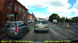Motorbike jumps a red light