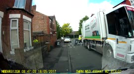 Bin man knocks bin over spilling everything