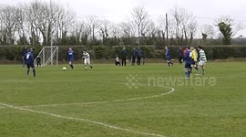 Newsflare Edit - Non league footballer scores screamer into the top corner