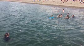 Solstice June 2017, Young people jumping off the Jetty to cool down