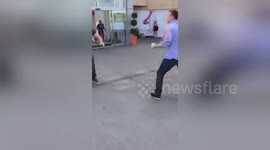 Massive brawl breaks out between men outside UK shopping centre
