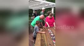 Heartwarming moment Texas father is stunned with table decorated with family pictures