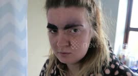 Man draws over girlfriend's eyebrows with permanent marker