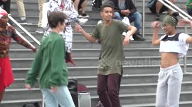 Youngster Breakdancing at Stratford station