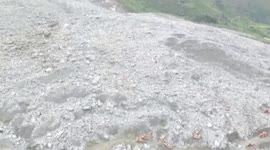 Aerial footage of landslide in southern China