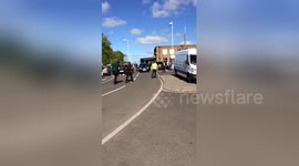 Paramedics run to assist victims after car ploughs into crowd in Newcastle