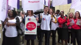 Royal College of Nursing London protest to #ScraptheCap at the Department of Health, London, UK