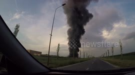 Big Fire at a furniture factory in Balotesti Romania