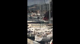 Boat on fire in Marina