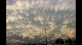 Beautiful and Colorful Mammatus at Sunset timelapse