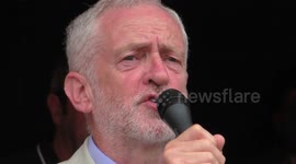 Jeremy Corbyn addresses the crowd Not one day more #ToriesOut