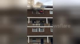 Newsflare Edit - St Pauls Way, Devons Road Flat Fire, East London 9.30am 3/7/17