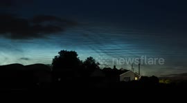 Spectacular Noctilucent Cloud Structure Over Farm House (Time Lapse)