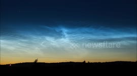 Full Noctilucent Cloud Time Lapse With Electric Blue Structure