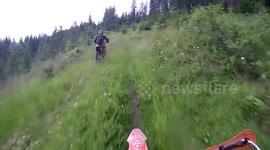 Uphill Dirt Bike Trail & Crash